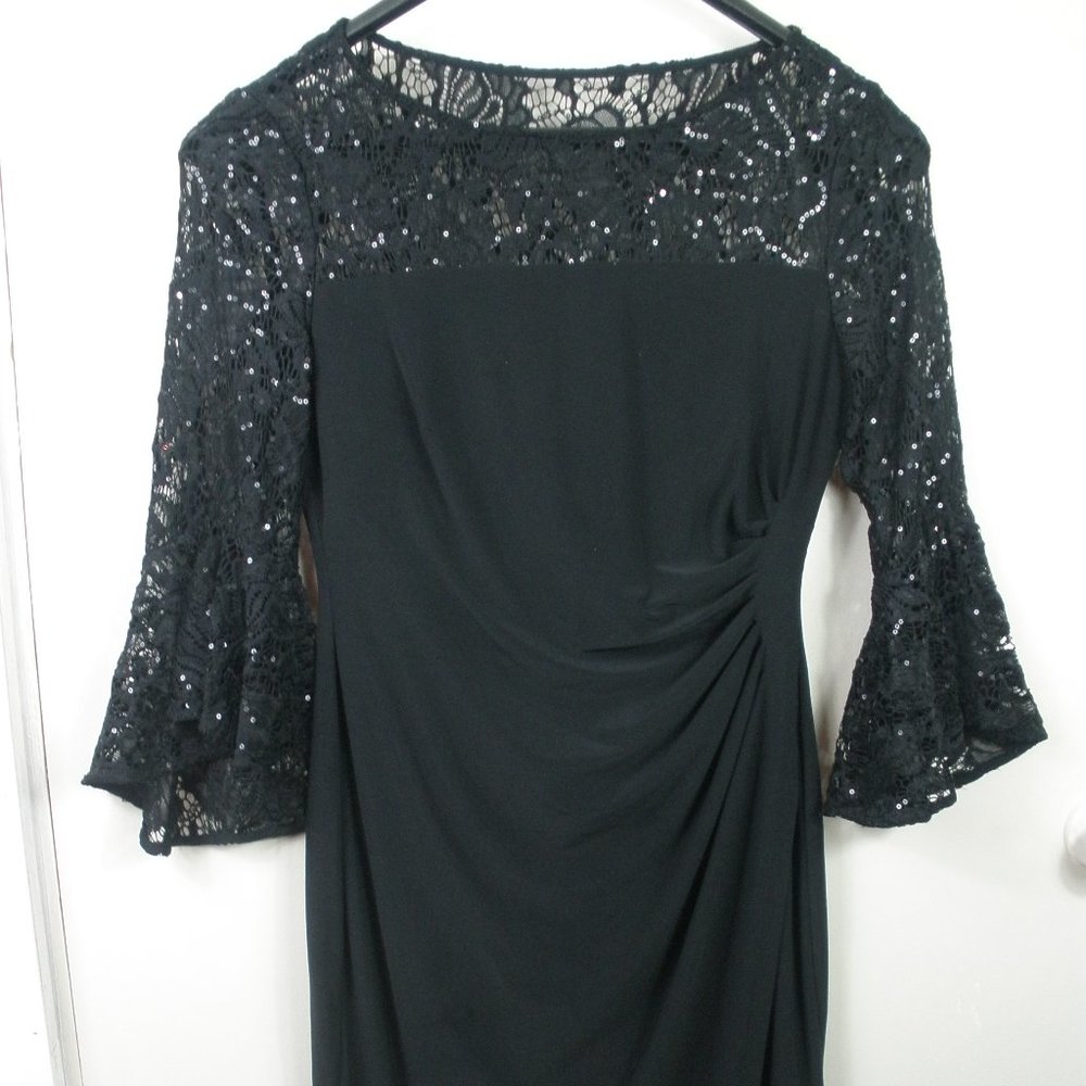 Ralph Lauren Black Sequin Lace Sheath Dress Sz 6P